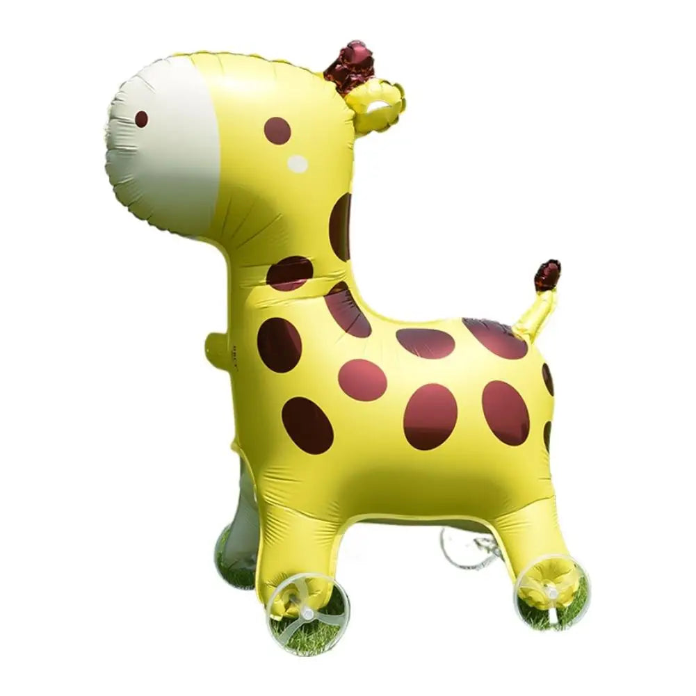 Cartoon Standing Animal Ballons with Wheels Kids Toys Outdoor Yard Walking Balloons Birthday Party Baby Shower Decor Photo Props