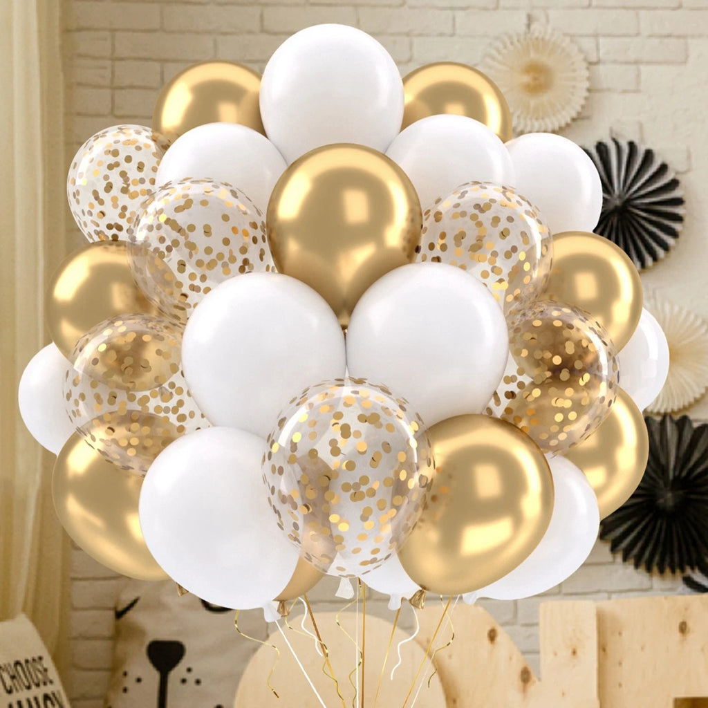 31/36/37/51/101Pcs Metallic Balloons Pearl Latex Balloon Gold Confetti Balloons for Birthday Weddings Baby Shower Party Decor