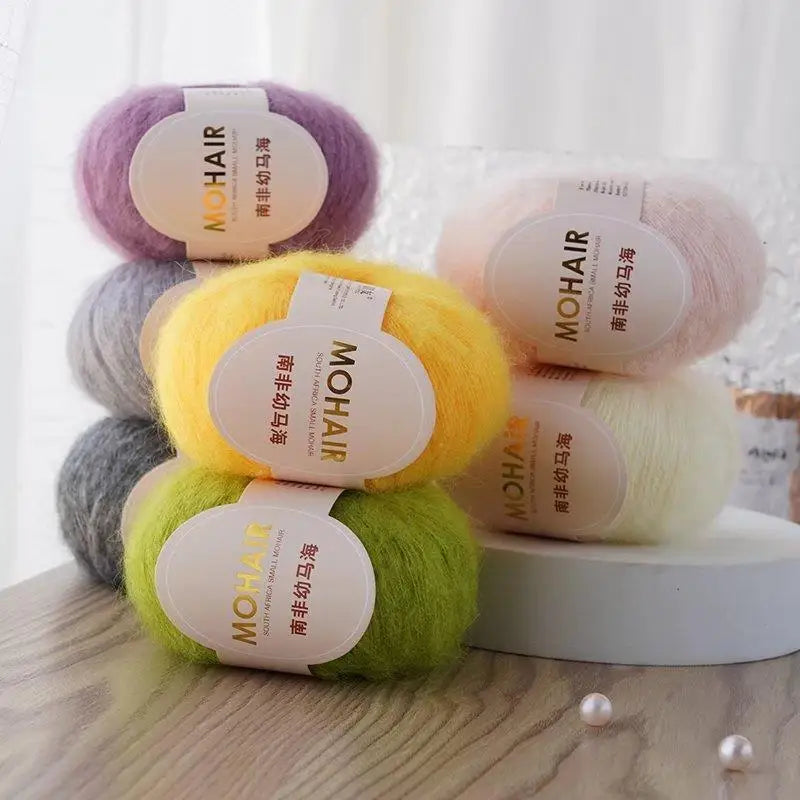 25g/Roll Soft Wool Knitting Cashmere Long Thin Yarn Roll Mohair Yarn DIY Hand Crochet Soft Mohair Cashmere Wool Knitting Yarn