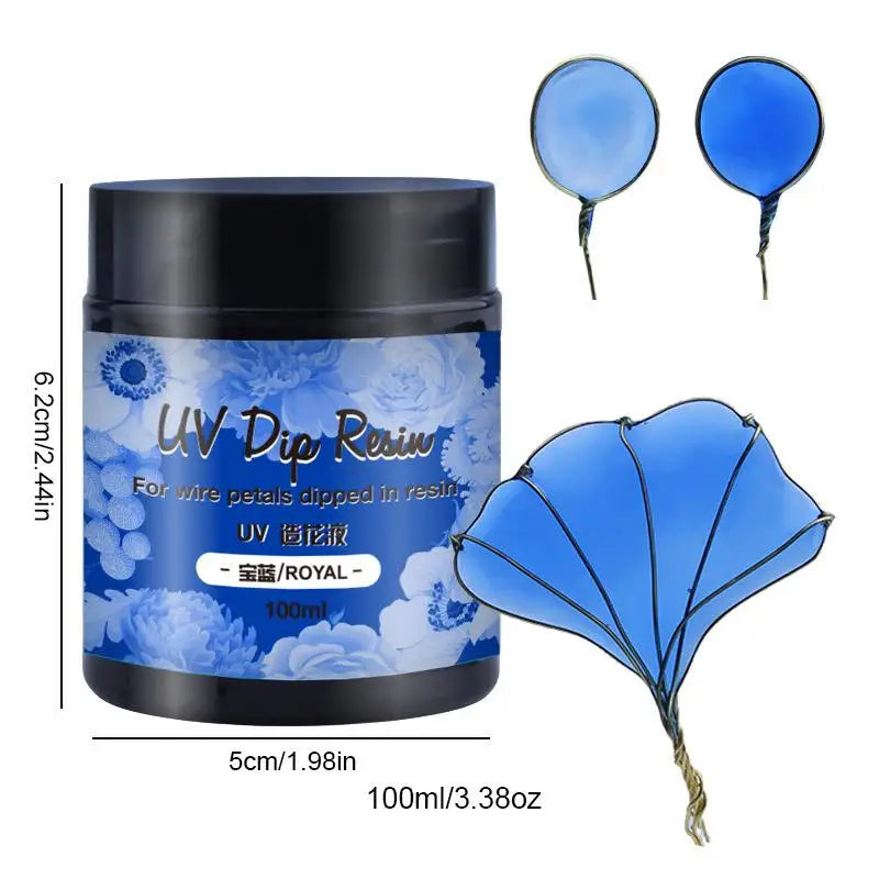100ml UV DIP Resin Glue For Wire Flowers Colorful Liquid High Gloss Ultraviolet Curing Crystal UV Glue Jewelry Making