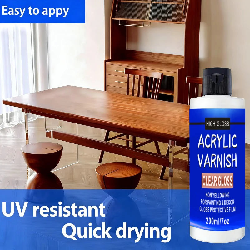 200ml/120ml/60ml High-Gloss Acrylic Varnish Sealing Glue Non-Yellowing Protective Transparent Coating Waterproof Gloss Finish