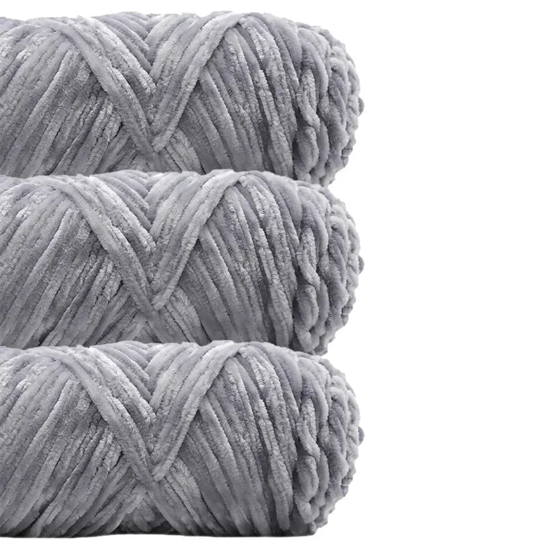 3 Pack Edelweiss DIY Material Pleuche Chenille Yarn Gold Luster Velvet Knitting Woven for Pendant / Sweater 300g 540m