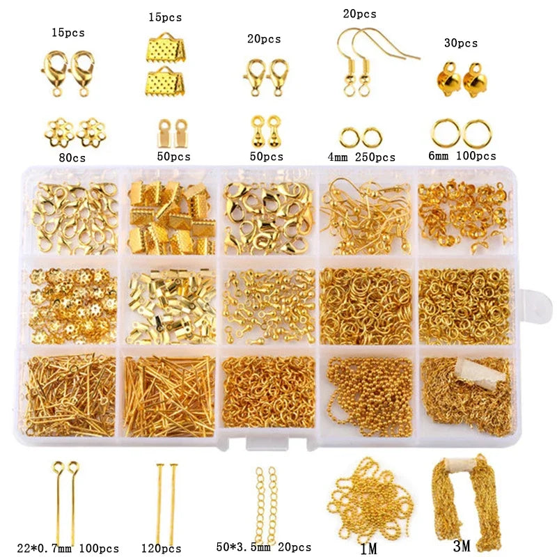 Jewelry Making Supplies Kit with Jewelry Tools, Jewelry Copper Wires Thread and Jewelry Findings for Jewelry Making