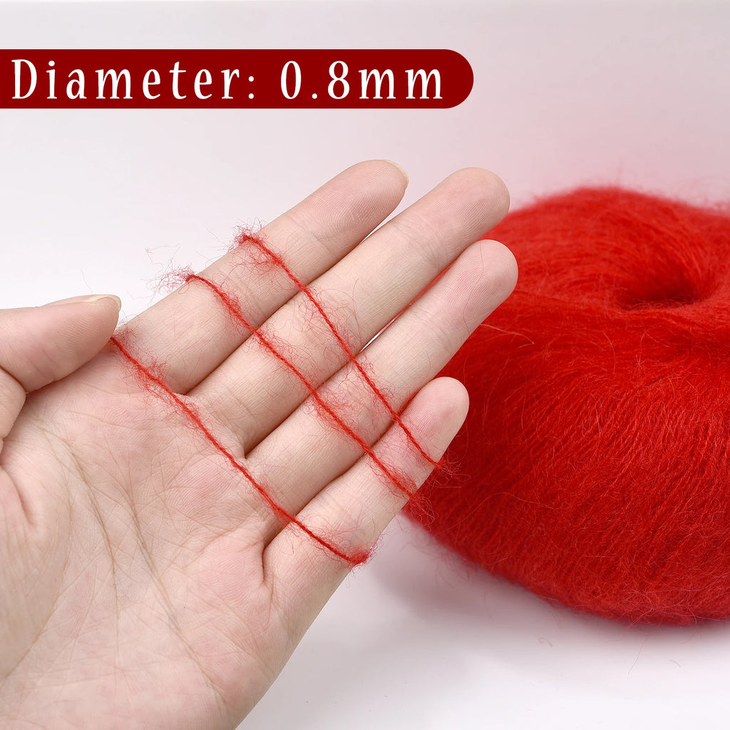 25g/Roll Soft Wool Knitting Cashmere Long Thin Yarn Roll Mohair Yarn DIY Hand Crochet Soft Mohair Cashmere Wool Knitting Yarn