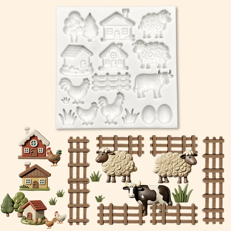 Farm House Animals Silicone Molds Squirrels Cats Dogs Chickens Cattle Sheep Diy Baking Tools Cake Decoration Accessories