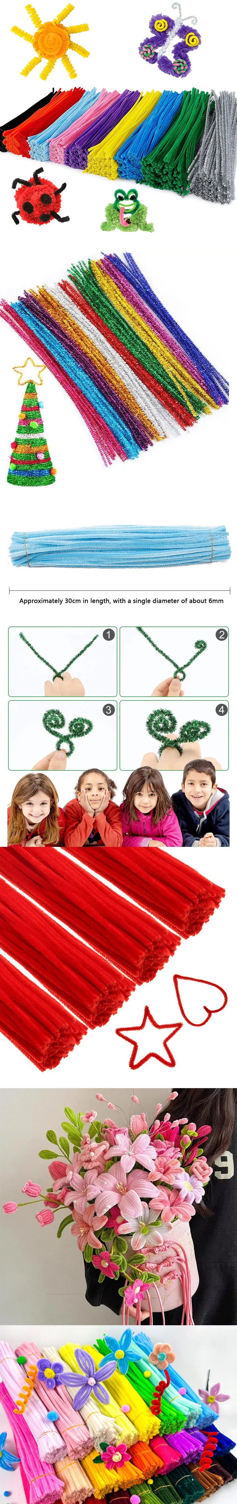 100pcs Colorful Chenille Stems Stick Toys DIY Strips for Simulation Flowers Christmas Tree Handmade Kids Educational Toys DIY