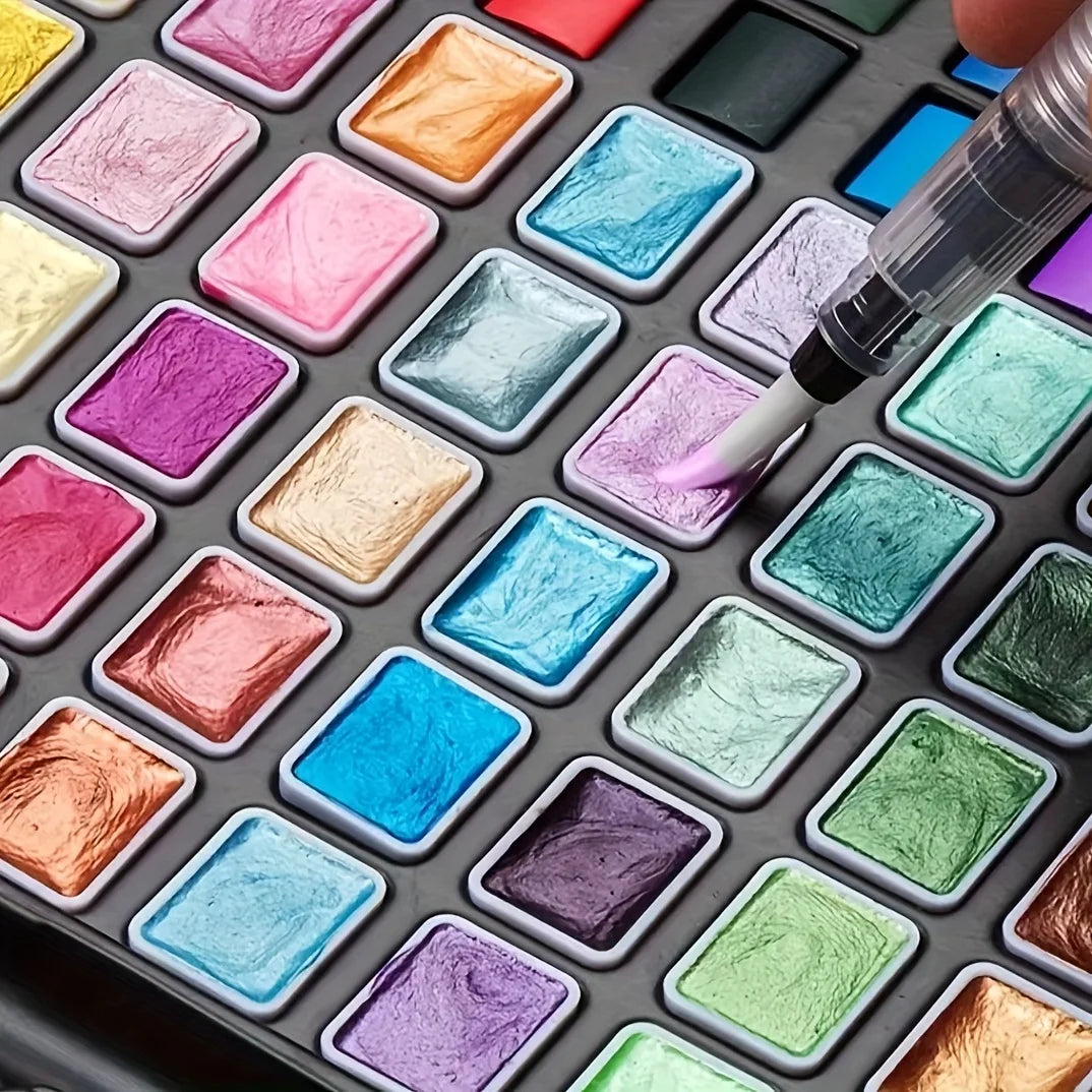 Premium Watercolor Paint Set with Pearlescent Shades - 24/36/48/88 Colors, High-Quality Gel Paints for Artists & Hobbyists