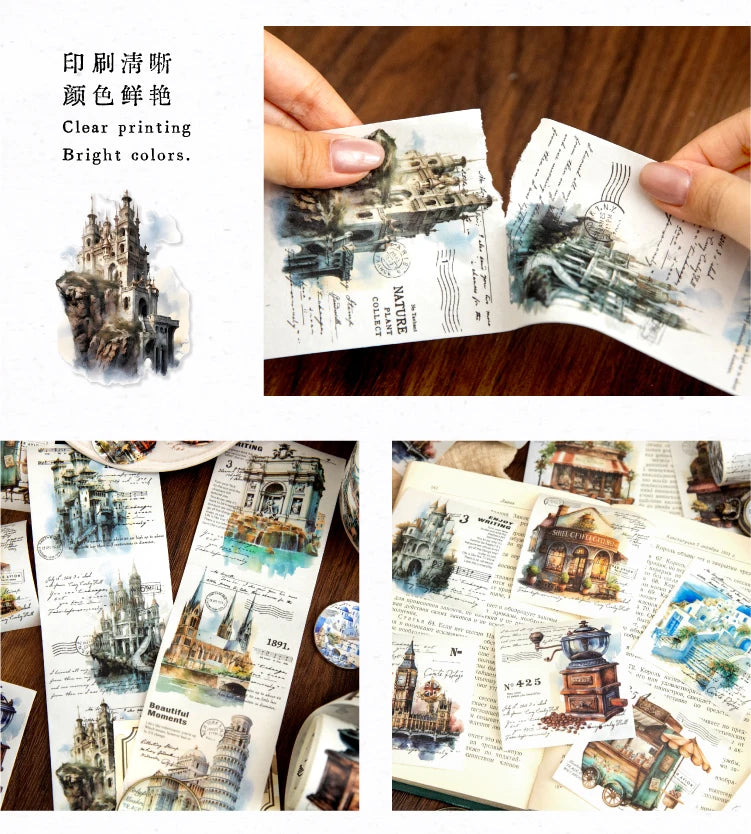 Yoofun 7.5x200cm A Journey of Relics Washi Tape for Collage Junk Journal Scrapbooking diy Stationery Masking Tape Labels