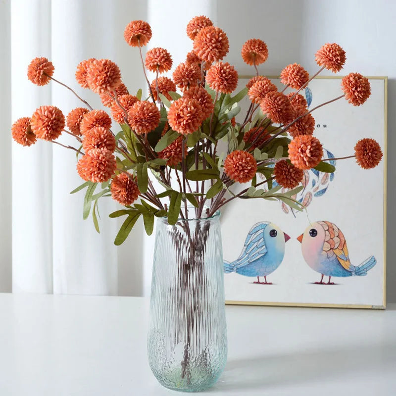 20" Faux Kiku Flowers Fall Flowers Artificial Decoration for Vase Home Room Wedding Decor Arrangement Table Holiday Party Decor