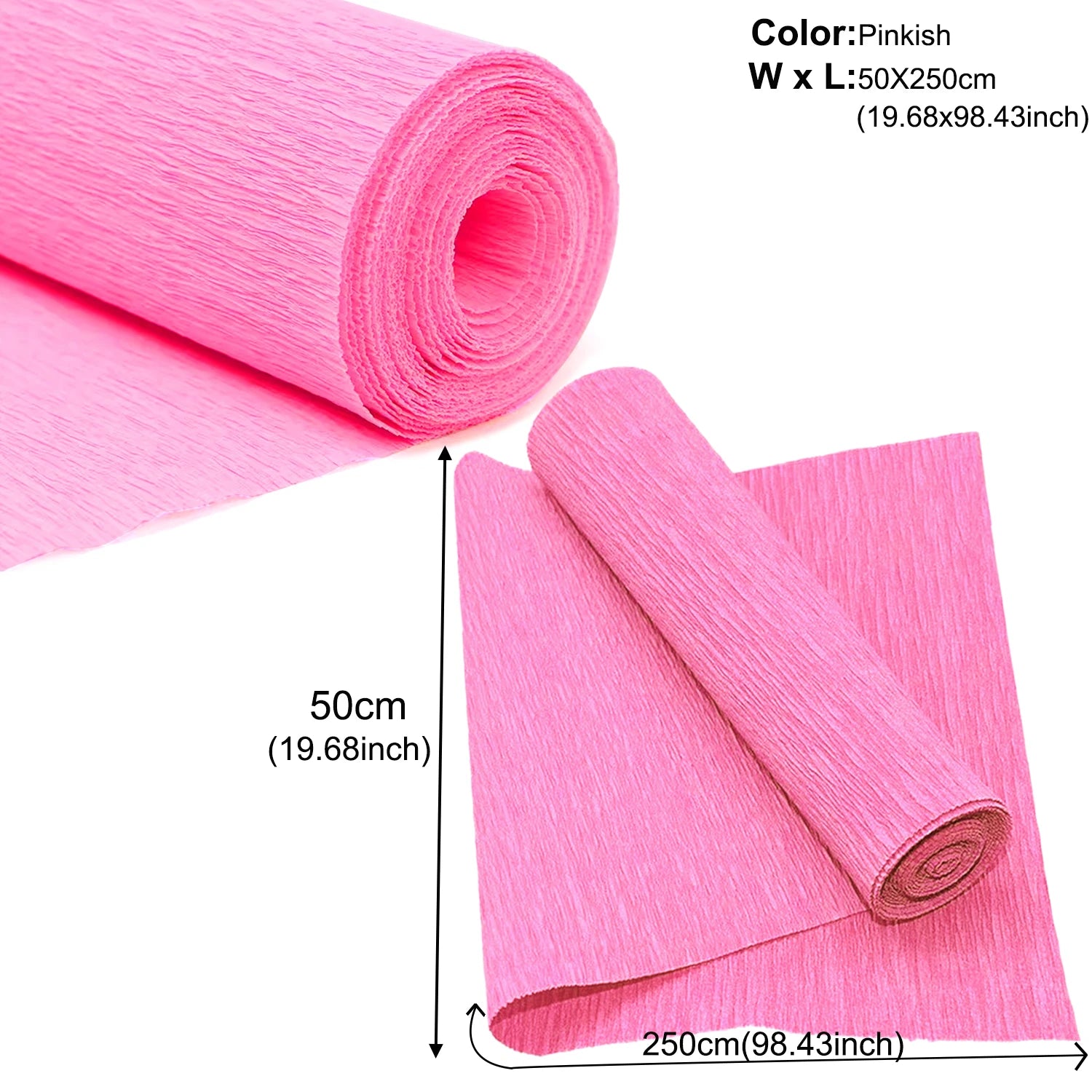 50x250cm 12 Colors Colored Crepe Paper Roll Origami Crinkled Crepe Paper Craft DIY Flowers Decoration Gift Wrapping Paper Craft