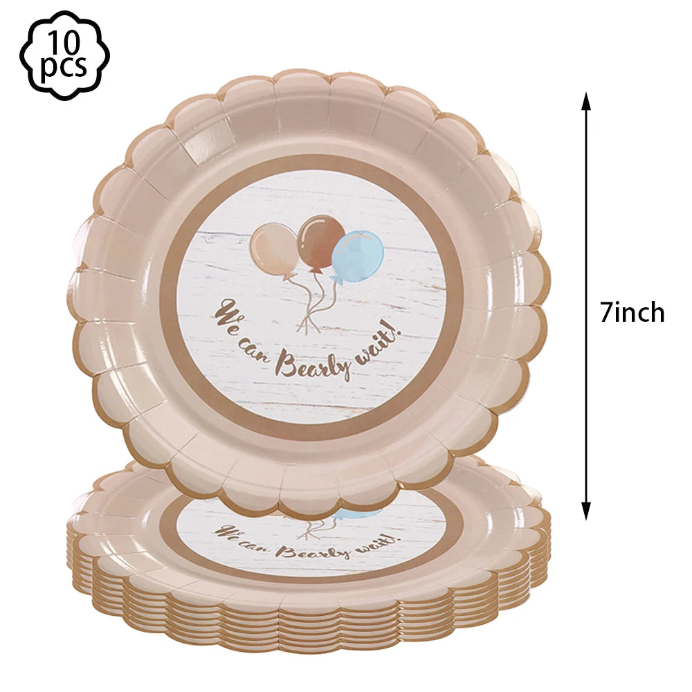 Brown Teddy Bear disposable tableware Teddy Bear party napkins plates cups kids Teddy Bear Birthday Party decoration Baby Shower