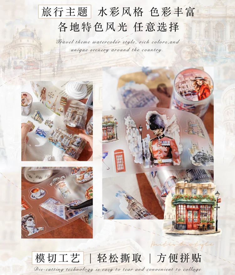 60mm*2m PET Travel Landscape Tape Stickers Creativity Hand Account Adhesive hand made Diy Junk Journal Scrapbooking Supplies