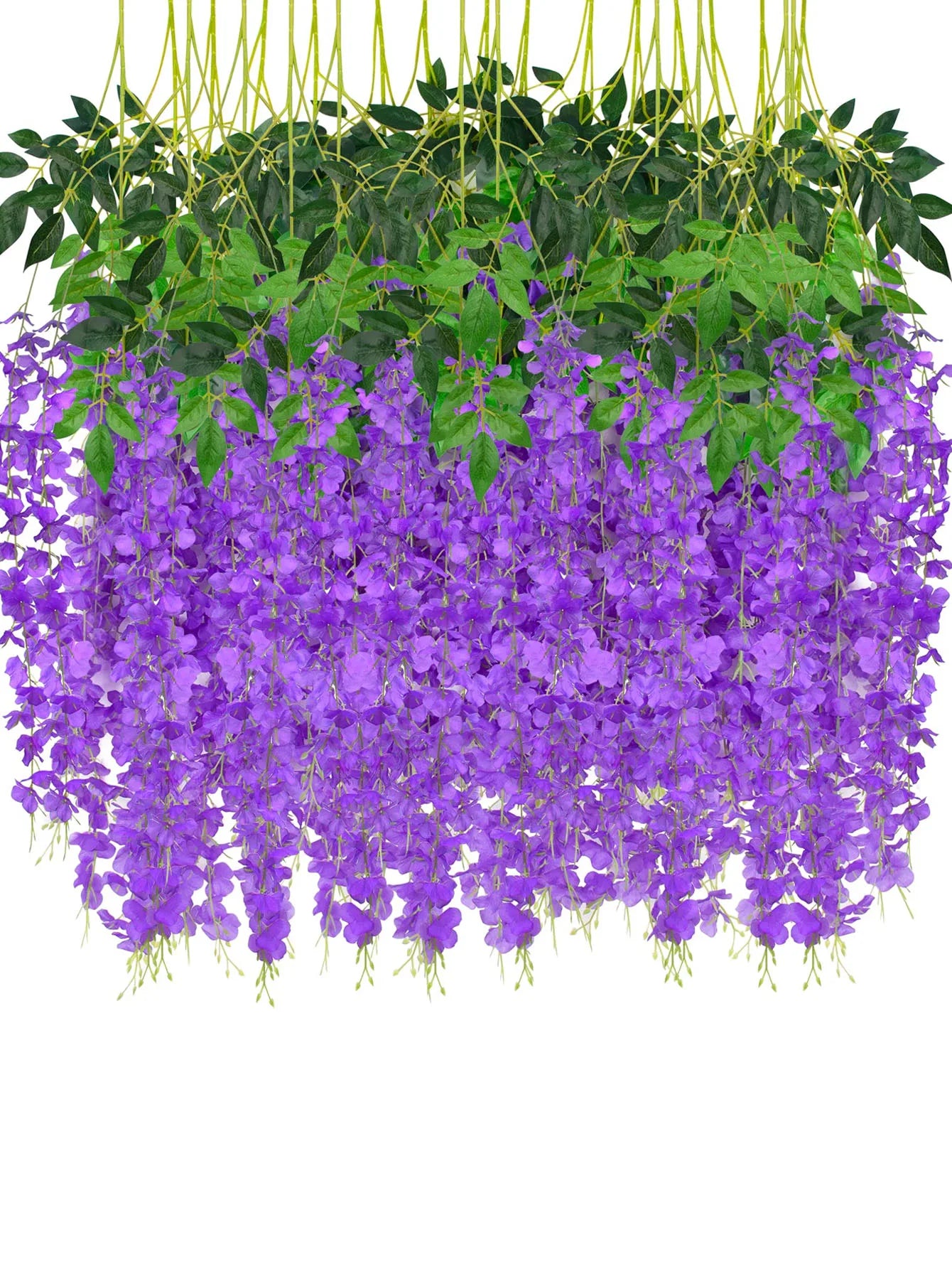 12pcs Artificial Flowers Hanging Wisteria Faux Flowers Garland Silk Vine Rattan Long String Home Outdoor Wedding Party Decor