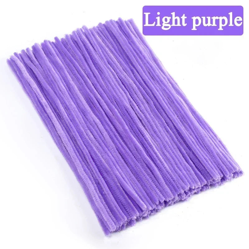 100/200/300PCS Colorful Chenille Stems DIY Wired Twist Stick Hair Strip Kids Handmade Educational Toys