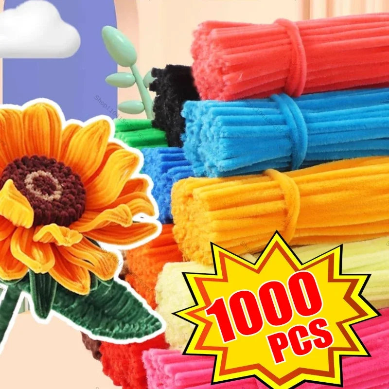 Chenille Wire Pipe Creative Wires Cleaners Colorful Chenille Stems DIY Plush Stem Wired Twist Stick Hair Strip Kid Handmade