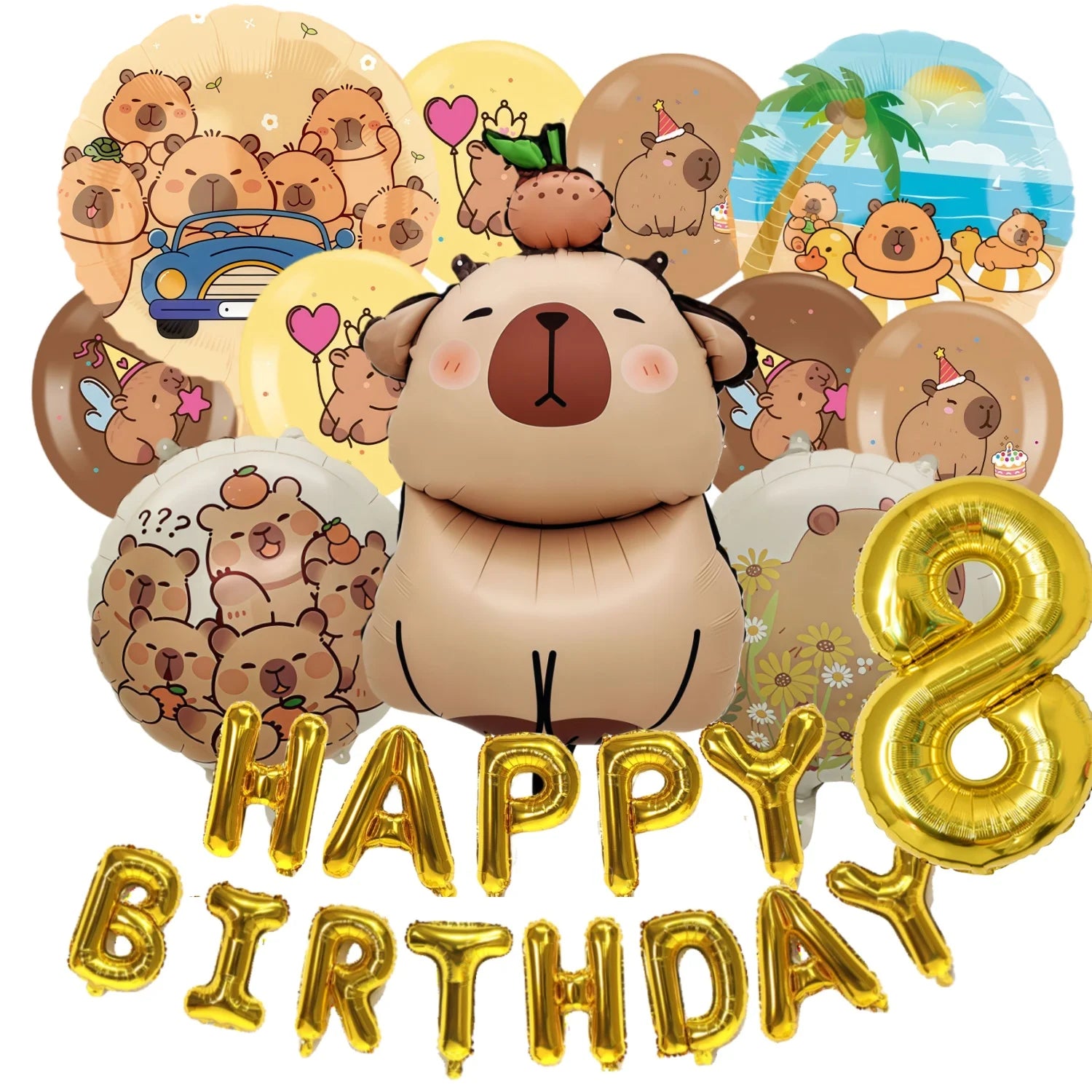 Child Capybara Balloons Capybara Party Decoration Balloons Aluminium Balloon Globos Baby Shower Capybara Party Favors Supplies