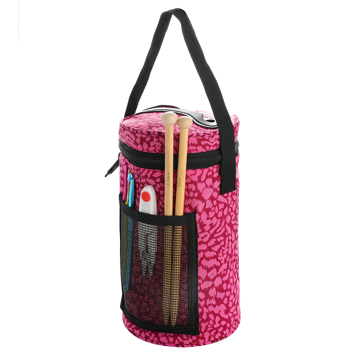 Portable Round Yarn Storage Bags Knitting Wool Yarn Bags Organizer Waterproof Crochet Hooks Bag for Sewing Accessories Tools
