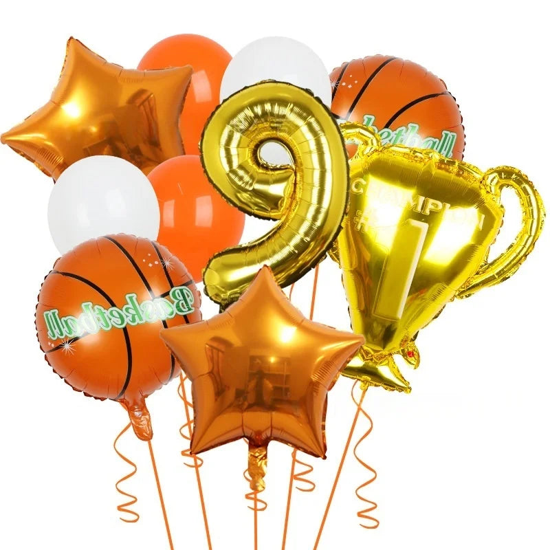 10pcs basketball Balloons Birthday Party Decorations Kids Boy Set Trophy Balloon Sports Air Balls Party Decorations Baby Shower