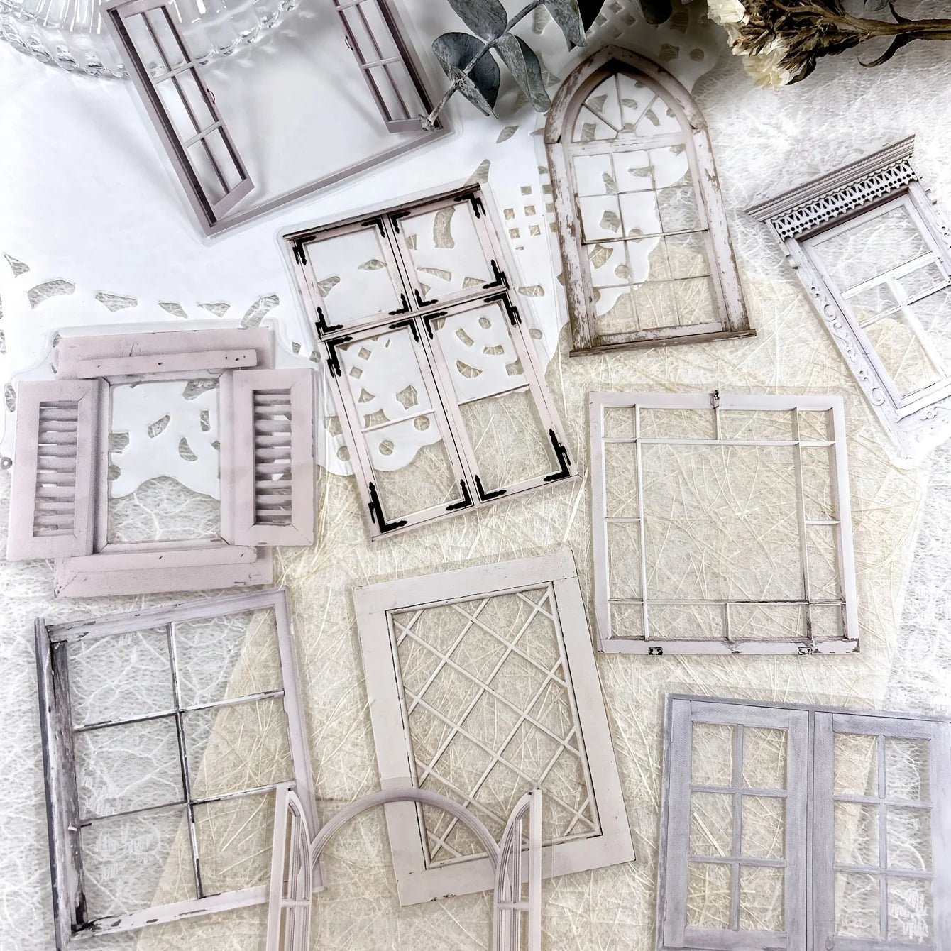 JIANQI 11 Pcs/Pack Retro Gate Stickers Decorative Scrapbooking Collage Materials Vintage Gates Decals for Journal Craft Making