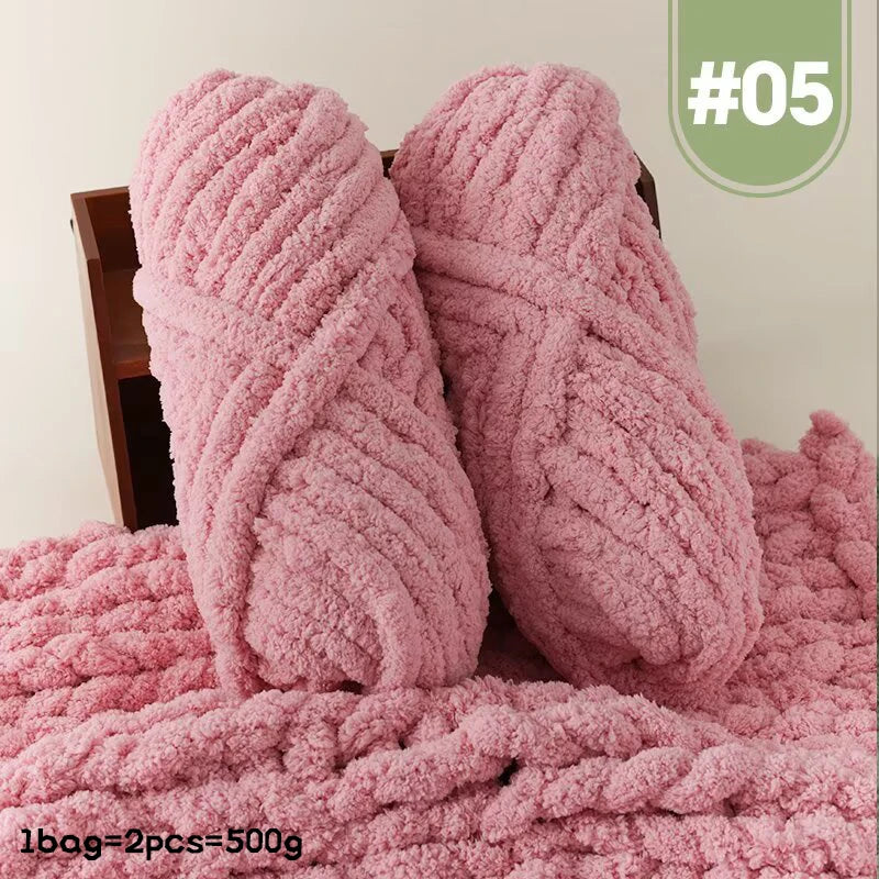 Premium Gradient Cat Tail Yarn 2-Pack - Extra Thick Chenille Plush Yarn 500g