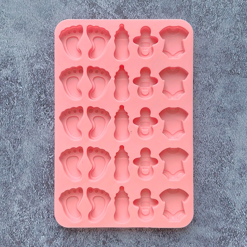 25 Hole Chocolate Baking Silicone Mold DIY Nipple Bottle Clothing Foot Candy Biscuit Mold Suitable for Cake Decoration Mold