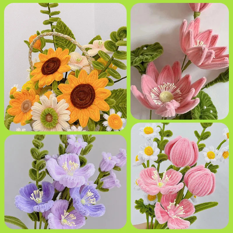 100pcs 30cm Chenille Stems Stick Cleaners Kids Educational Toys Handmade Colorful Chenille Stems Pipe for DIY Craft Supplies