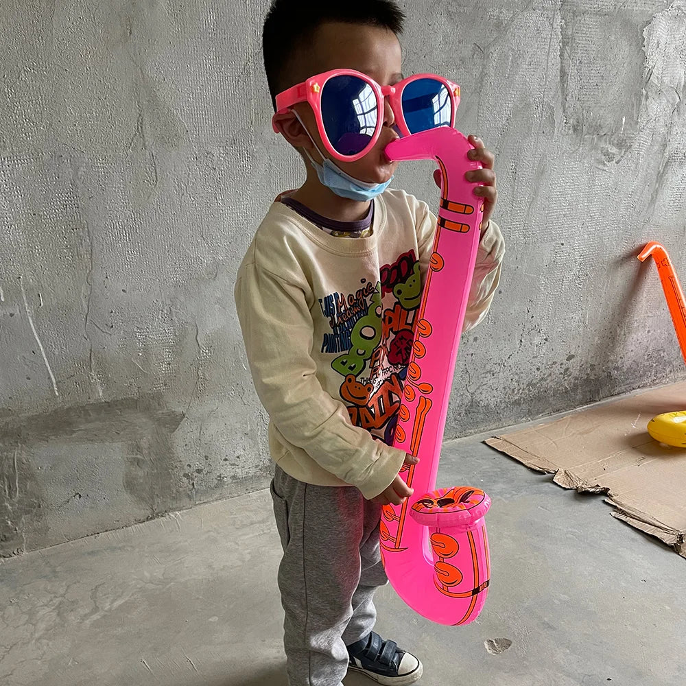 Inflatable Saxophone Balloons children 80s 90s Music Themed Kids Birthday Party Decorations Rock and Roll Party Themed Supplies