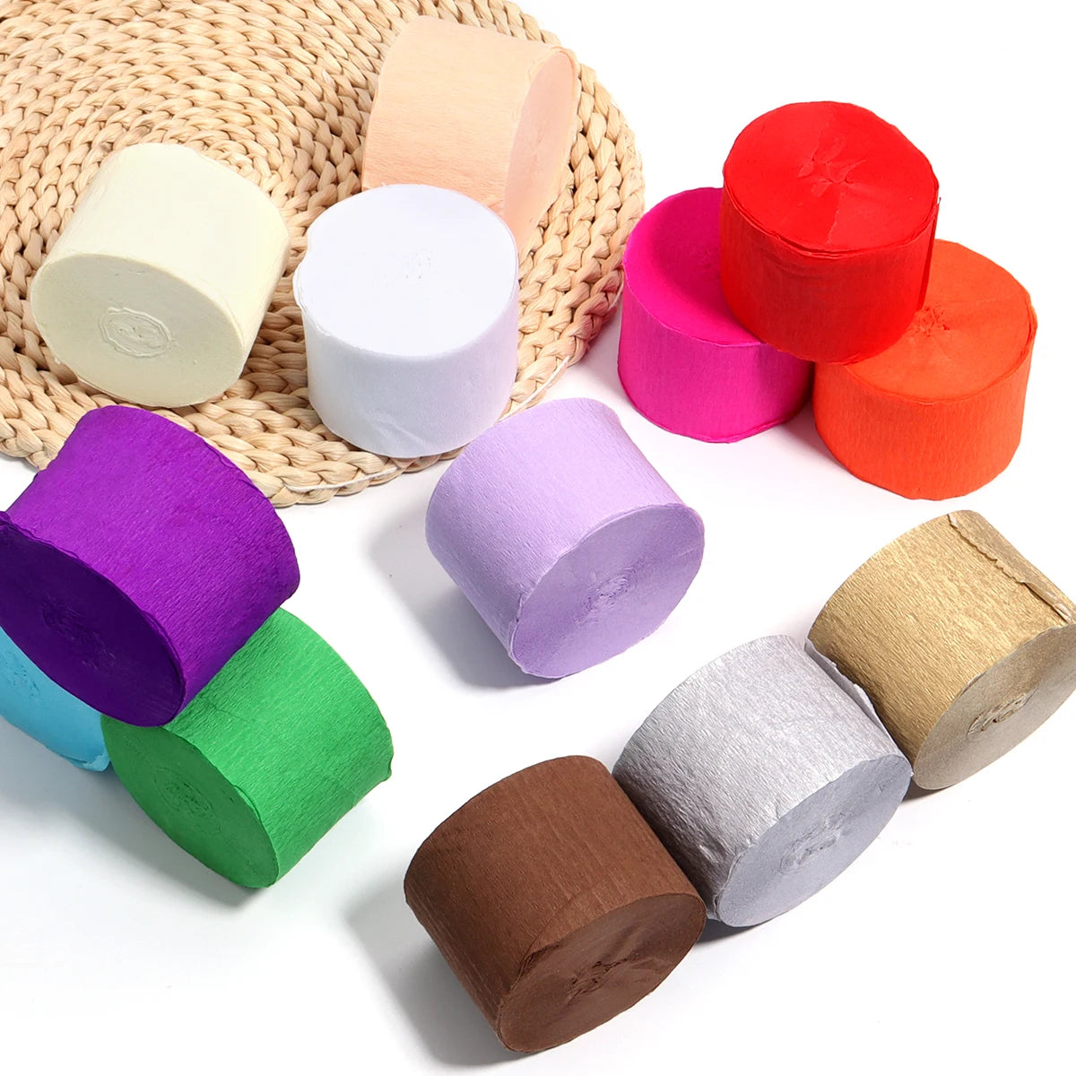 18 Colors 4.5x2500cm Colored Crepe Paper Roll Origami Crinkled Crepe Paper Craft DIY Flower Decoration Gift Wrapping Paper Craft