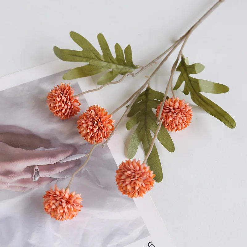10 pcs Dandelion Artificial Flower Wedding  5 Head Fake Flowers Small Thorn Ball Home Decoration Bouquet Valentine's Day