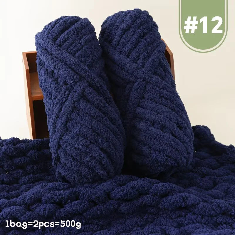 Premium Gradient Cat Tail Yarn 2-Pack - Extra Thick Chenille Plush Yarn 500g