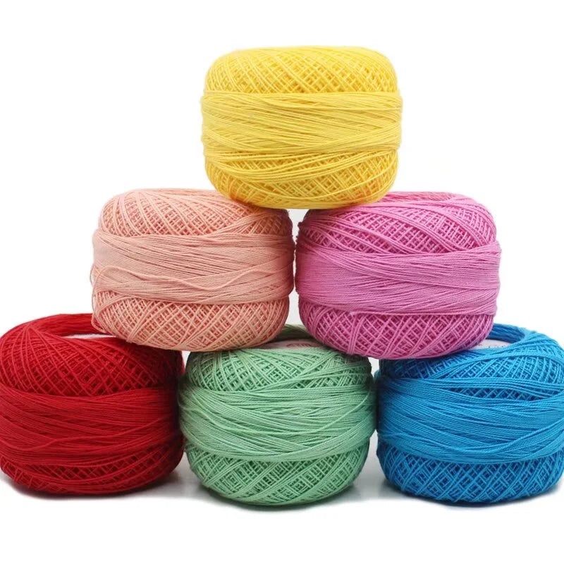 Pure Cotton Lace Thread Shiny Lin Yarn Handmade DIY Crochet Thread Combed Spun Yarn Knitting Crochet Handweaving Yarn