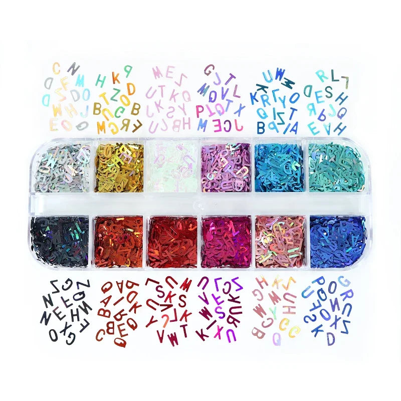 Holographic Letters Resin Sequins Fillers Epoxy Resin Filling Crafts Materials Iridescent Glitter Flakes Jewelry Making Supplies
