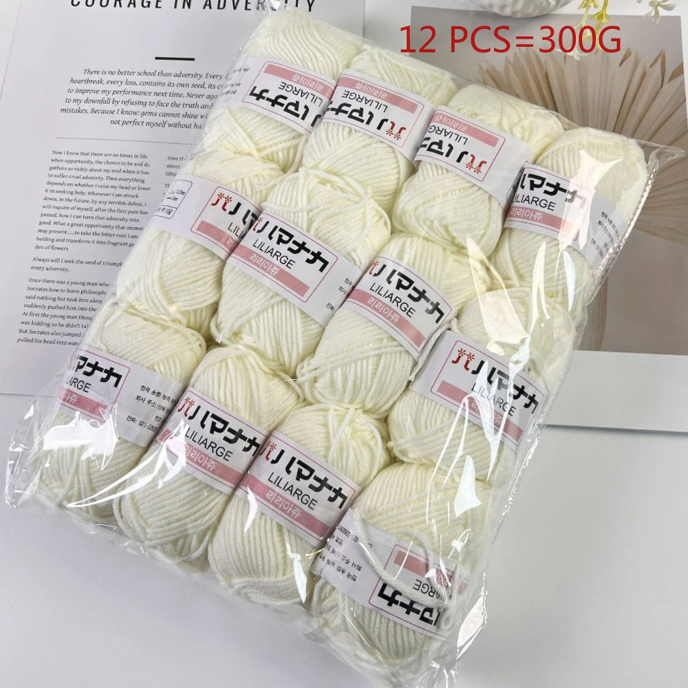 12PCS 300g Milk Yarn Handmade Coarse DIY Weaving Yarn Ball For Sweater Hat Scarve And Other Clothing Soft Crochet Knitting Yarn
