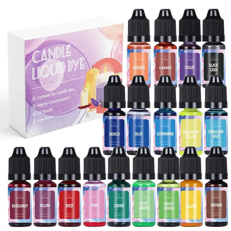 Candle Dyes Kit Liquid Colorant Pigment Set DIY Candle Making Supplies Aromatherapy Soap Soy Wax Dye Candle Mold Coloring