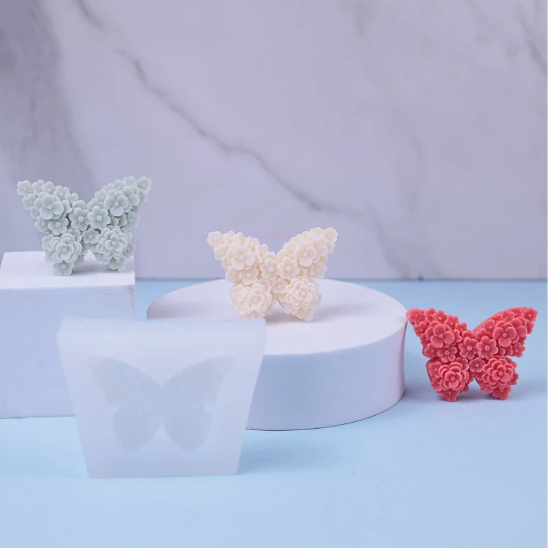 Rose Butterfly Mold Silicone Shaped Aromatherapy Gypsum Dropping Glue Decorative Ornament DIY