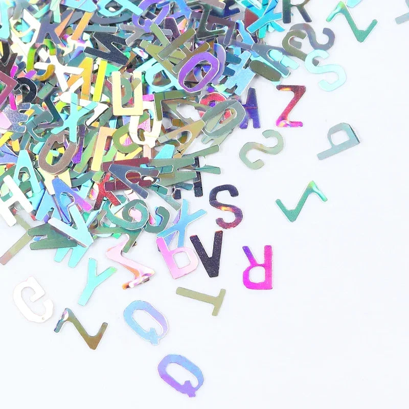Holographic Glitter English Alphabet Flakes Resin Silicone Mold Filler Laser Letter Sequins For Epoxy Resin Filling Handmade DIY