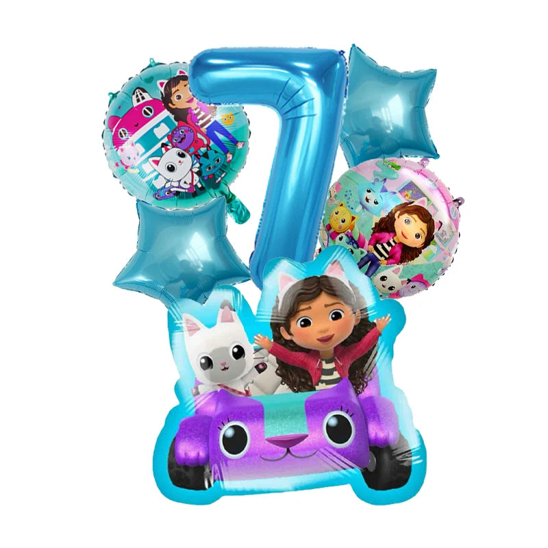 Gabby Dollhouses Birthday Balloons Girls New Anime Digit 1-10 Party Decoration Baby Shower Gender Reveal Ballons Kids Toys Gift