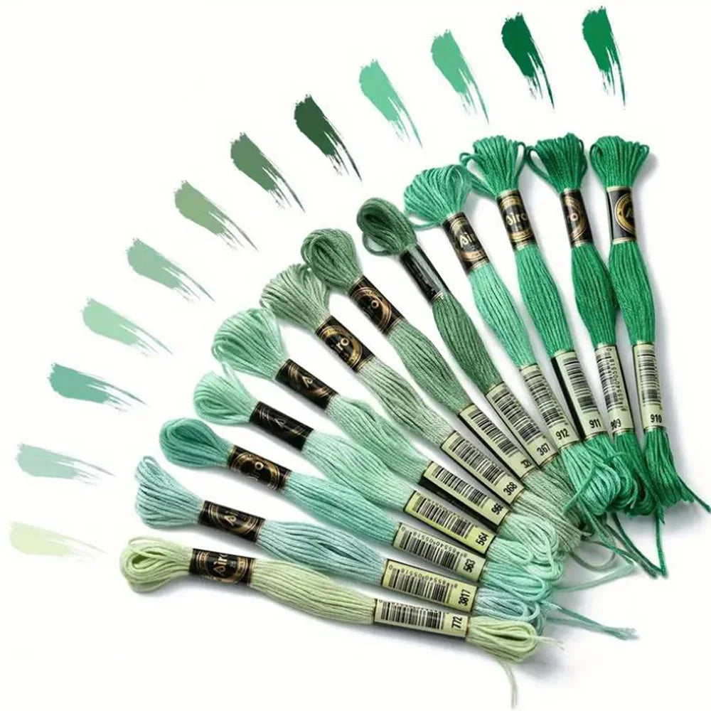 12PCS Cross Stitch Thread 8 Meters Embroidery Threads Floss Home Sewing Craft Thread DMC Rainbow Gradient Color