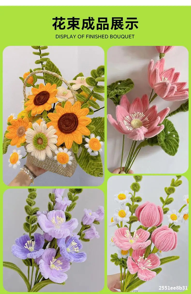 100pcs 30cm Chenille Stems Stick Cleaners Kids Educational Toys Handmade Colorful Chenille Stems Pipe for DIY Craft Supplies