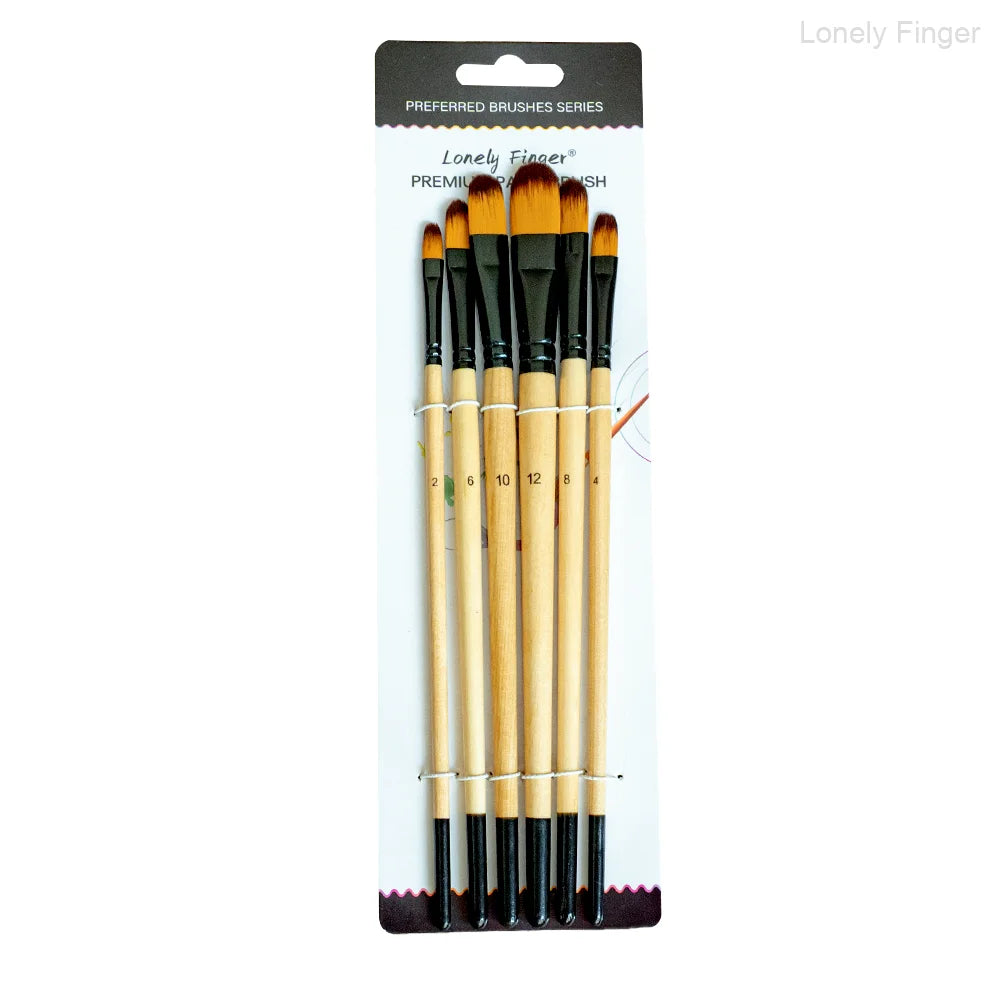 6/24 Paint Brushes for Acrylic Painting, Premium Nylon Bristles with Round, Filbert, Flat, Angle, Fine Detail Brush, Paint Brush
