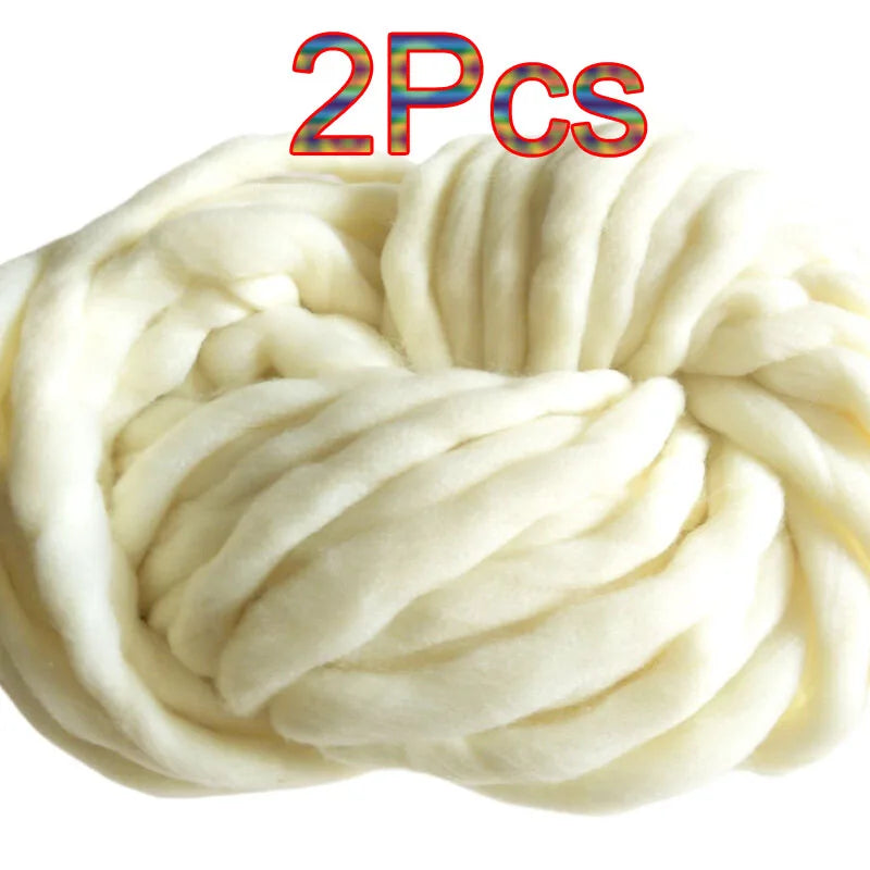 2Pcs 250g Super Chunky Yarn hand knitting Bulky Arm Knitting line Roving Knitted Blanket threads Super Thick Yarn Carpet Hats
