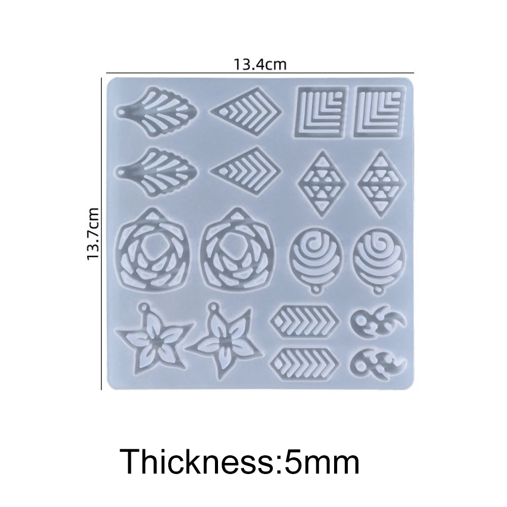 Earring Pendant Silicone Mold Epoxy Resin Jewelry Making Molds Heart Leaves Moon DIY Charms Pendant Mould Creative Jewelry Craft