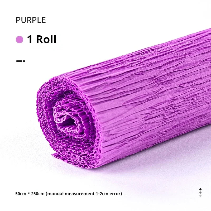 20 Colors 250x50cm Colored Handmade Crepe Paper Roll Origami Crinkled Crepe Paper Craft DIY Flower Home Decoration Wrapping Gift