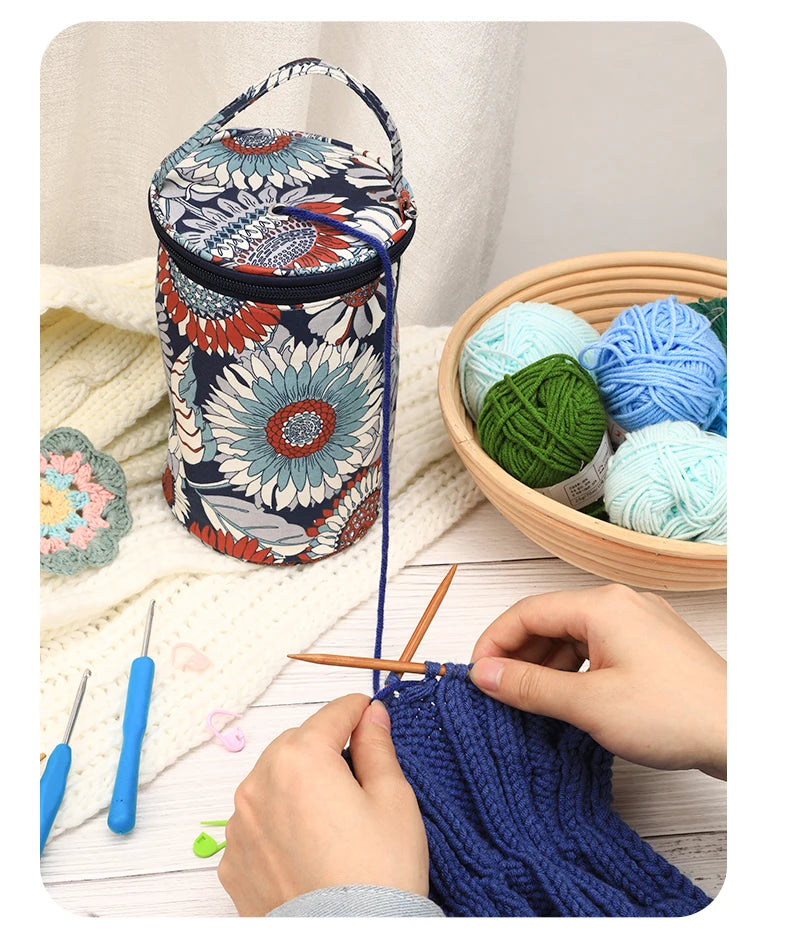 Hot New Small Yarn Storage Bag Empty Flower Knitting Tote Bag Waterproof Crochet Hooks Bag For Sewing Accessories Tools Gift