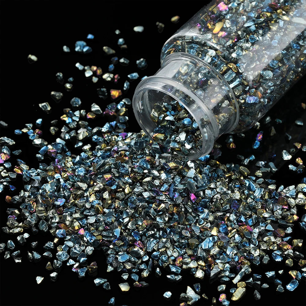 30g/Bottle Glass Broken Stones Resin Fillings for DIY Medium/Small Crystal UV Epoxy Filler Nail Art Decoration Jewelry Making