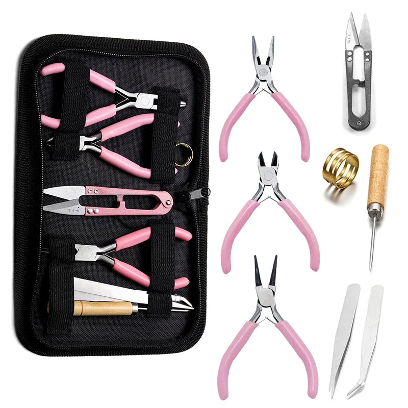 1 Pack Jewelry Making Supplies Kits with Jewelry Pliers Jump Ring Opener Awl Thread Scissors Helping Hands for Jewelry Repair