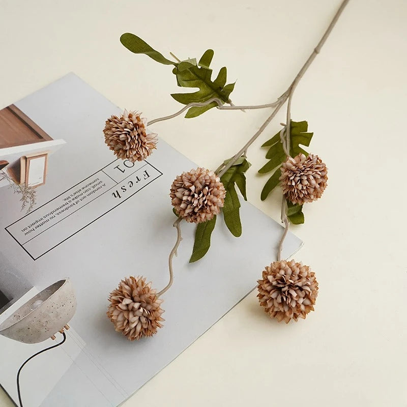 20" Faux Kiku Flowers Fall Flowers Artificial Decoration for Vase Home Room Wedding Decor Arrangement Table Holiday Party Decor