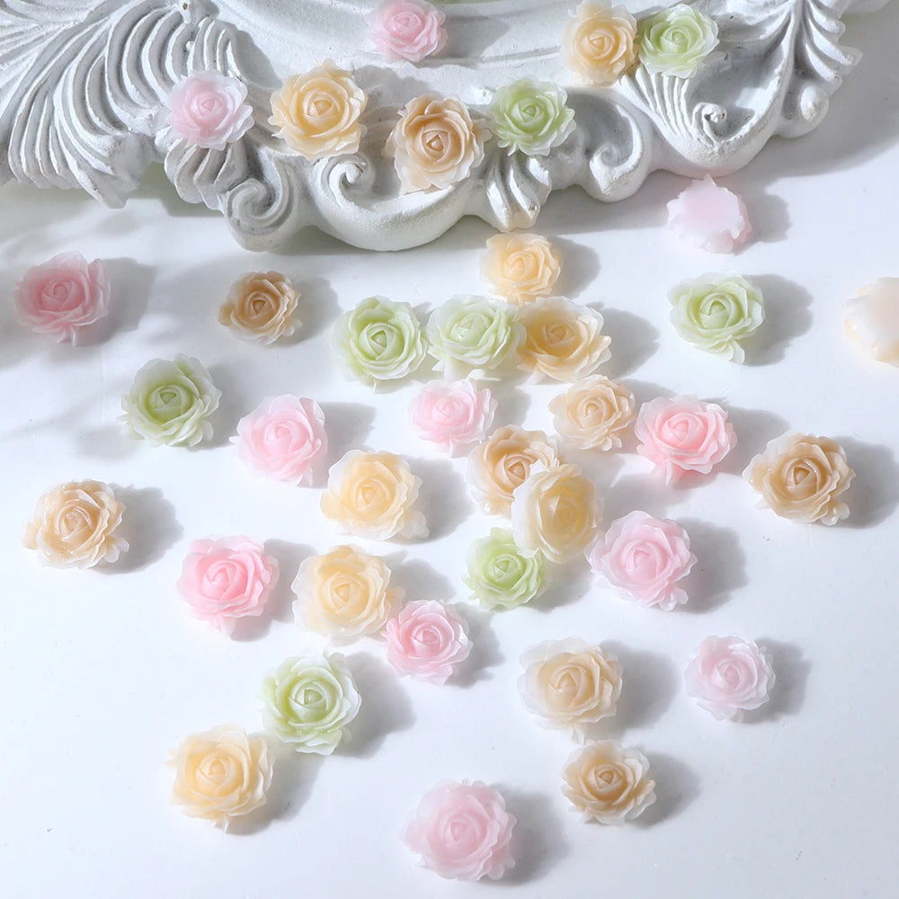 100 pcs/bag Mix Epoxy Rose Flower Resin Filling Accessories 3D Multicolor Rose Flowers Spring DIY Jewelry Crafts Making Supplies