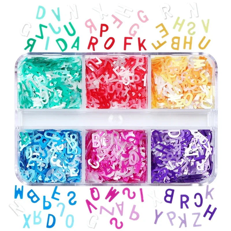 Holographic Glitter English Alphabet Flakes Resin Silicone Mold Filler Laser Letter Sequins For Epoxy Resin Filling Handmade DIY