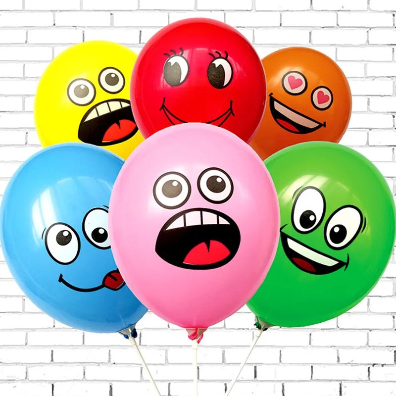 10PCS/PACK 12IN Colorful Yellow Expression Decorative Latex Balloon